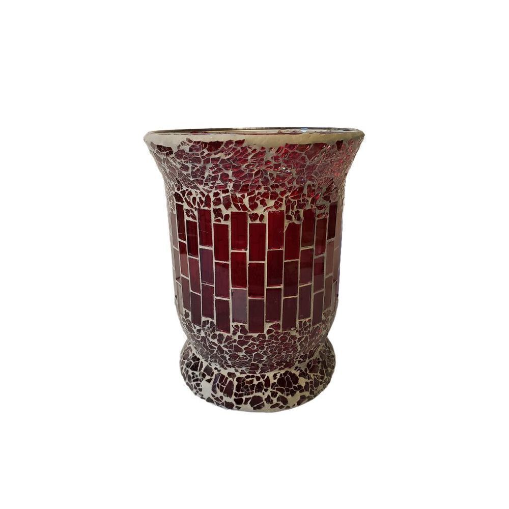 Unlisted Mosaic Candle Holder - Red and Cream